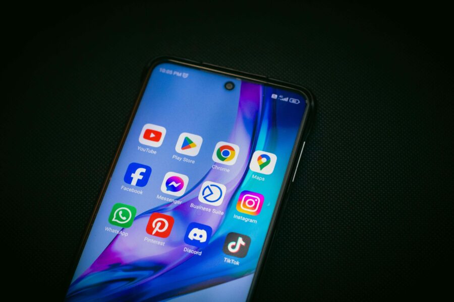 a phone screen with social media apps