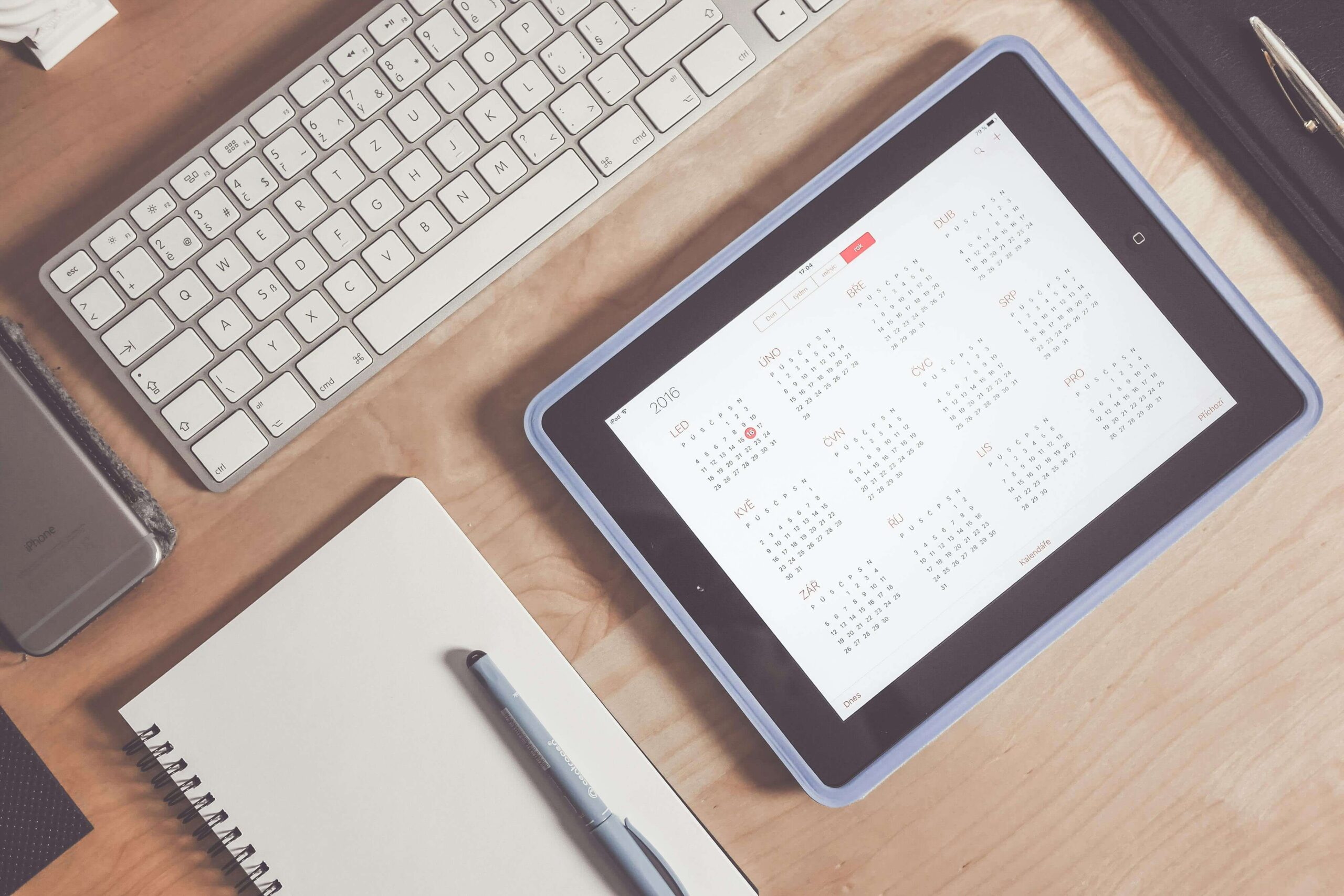 a keyboard diary and schedule